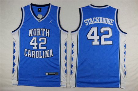 Maillot De Basket NCAA North Carolina University Jerry Stackhouse 42 Bleu